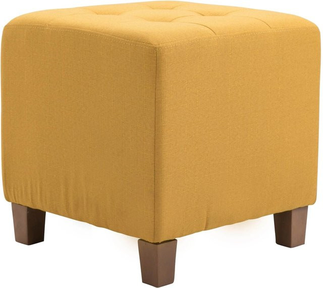 DELUKE Sitzhocker CELIS Polsterhocker aus Stoff in Gelb, B/T/H: 45 x 45 x 46 cm - Bild 1