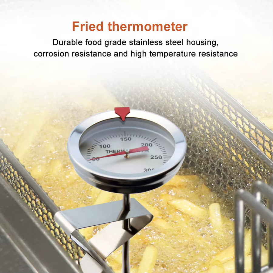 Yieryi Edelstahl Braten-Lebensmittelthermometer mit 300 mm Sonde, Silber, 0-300 °C mit Temperaturerinnerung - Bild 3