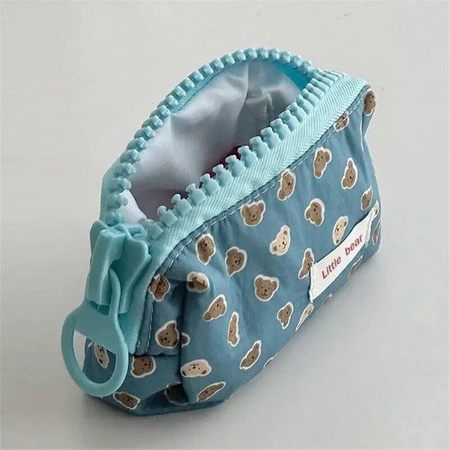 NATAWA Federmäppchen mit Bären-Motiv in Blau, minimalistisches Stifteetui aus Polyester