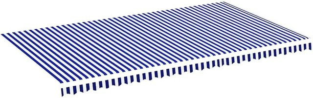 DELUKE Markisenbespannung aus Polyester, Wasserabweisend und Reißfest, Blau-Weiß, B/T: 600 x 350 cm mit Volant - Bild 1