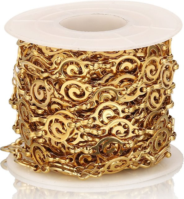 Alisaya Spiral Gliederkette Edelstahl, Gold, 1m - Bild 1