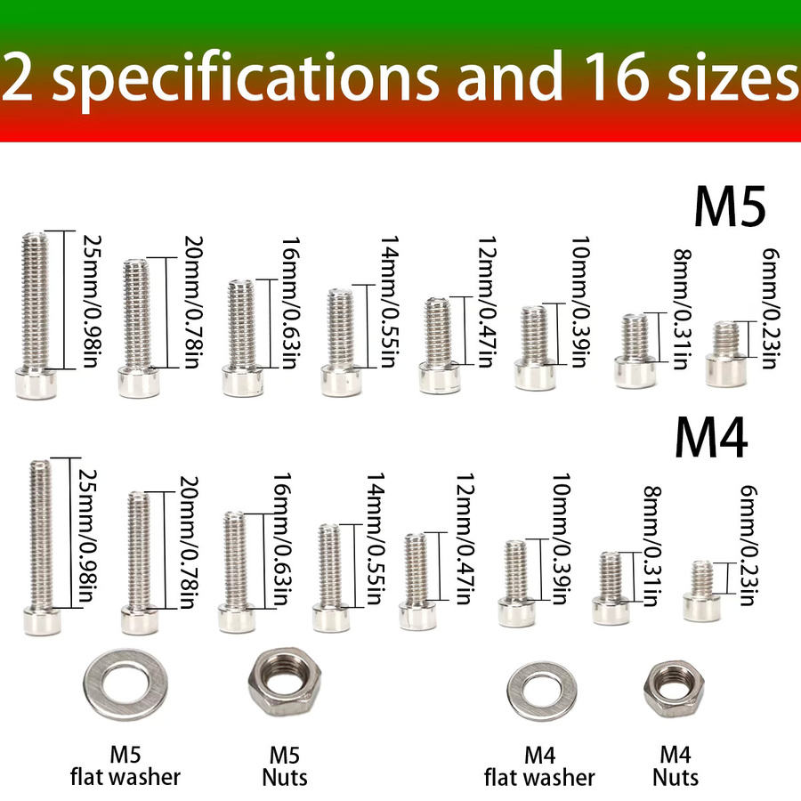 MIVM Edelstahl Schrauben und Muttern Set mit 620 Stück Innensechskantschrauben Sortiment für DIY-Projekte - Bild 2