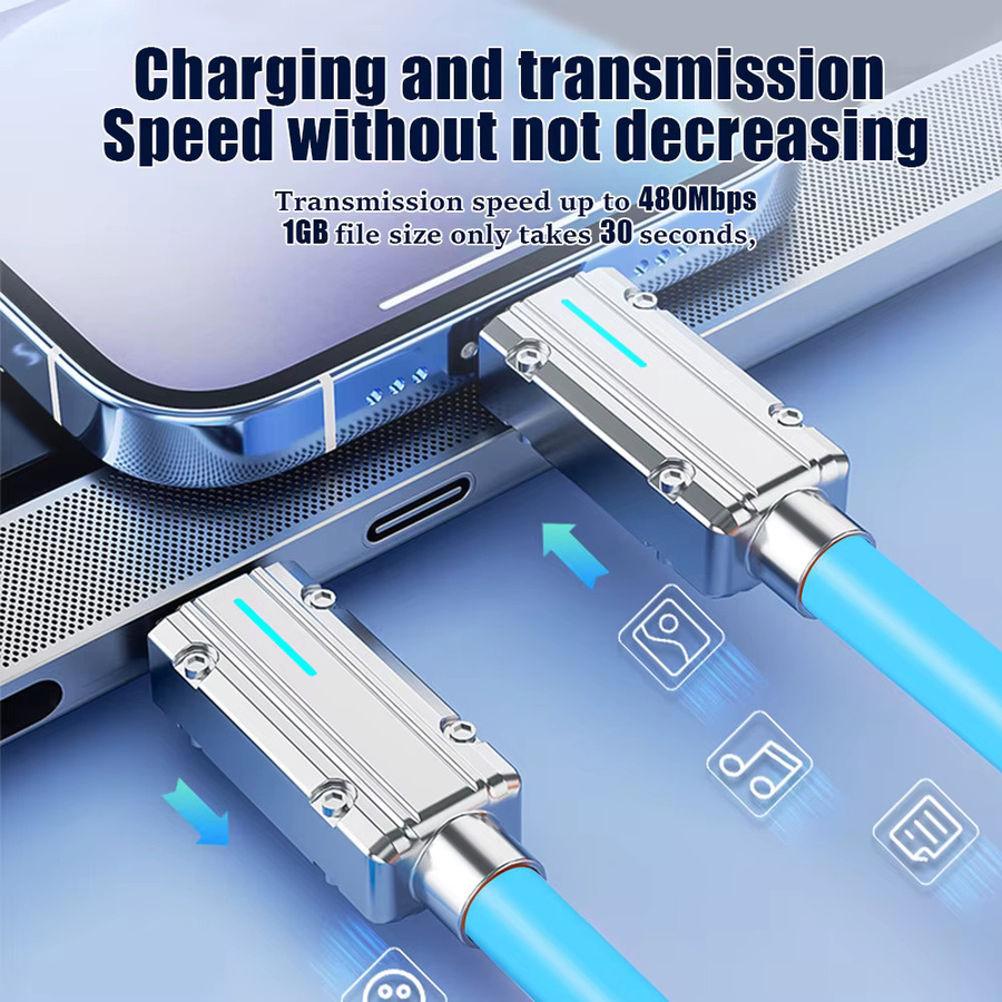 ToriTails 4-in-1 USB-C Schnellladekabel mit 120 W PD Leistung und Datensynchronisierung in Blau - Bild 3