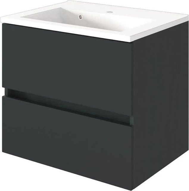 Held Möbel Einzelwaschtisch Verona in Grau Matt mit Mineralguss-Waschbecken und Softclose, Breite: 60 cm - Bild 1