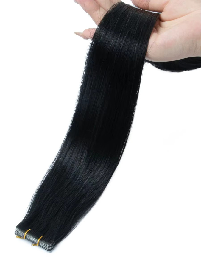 Boymia Tape-in-Haarverlängerungen aus Echthaar, Schwarz, 10 Stück - Bild 6