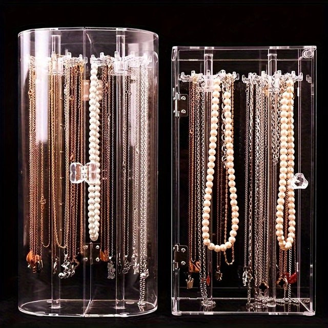 CH CACILLO Schmuckorganizer aus Acryl in Transparent, Staubdichter Display-Ständer für Halsketten, Armbänder und Uhren - Bild 1