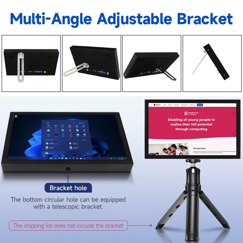 Caturda 7 Zoll IPS Tragbares Display in Schwarz mit 1024x600 Auflösung, HDMI und USB-C Anschluss für PC, Laptop und Kamera - Bild 5
