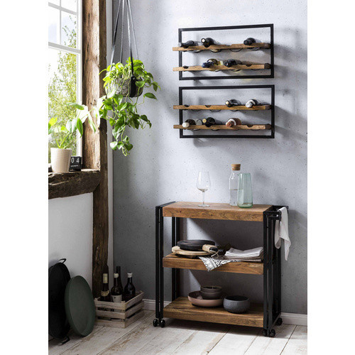 SIT Wandregal PANAMA mit 2 Fachböden aus Holz und Metall in Braun, B/T/H: 65,0 x 25,0 x 35,0 cm - Bild 3