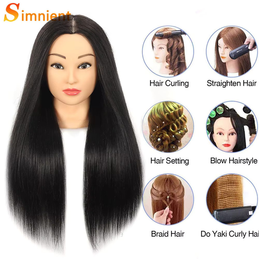 Simnient Übungskopf mit 85 % echtem Menschenhaar, 26 Zoll, für Haarstyling - Bild 3