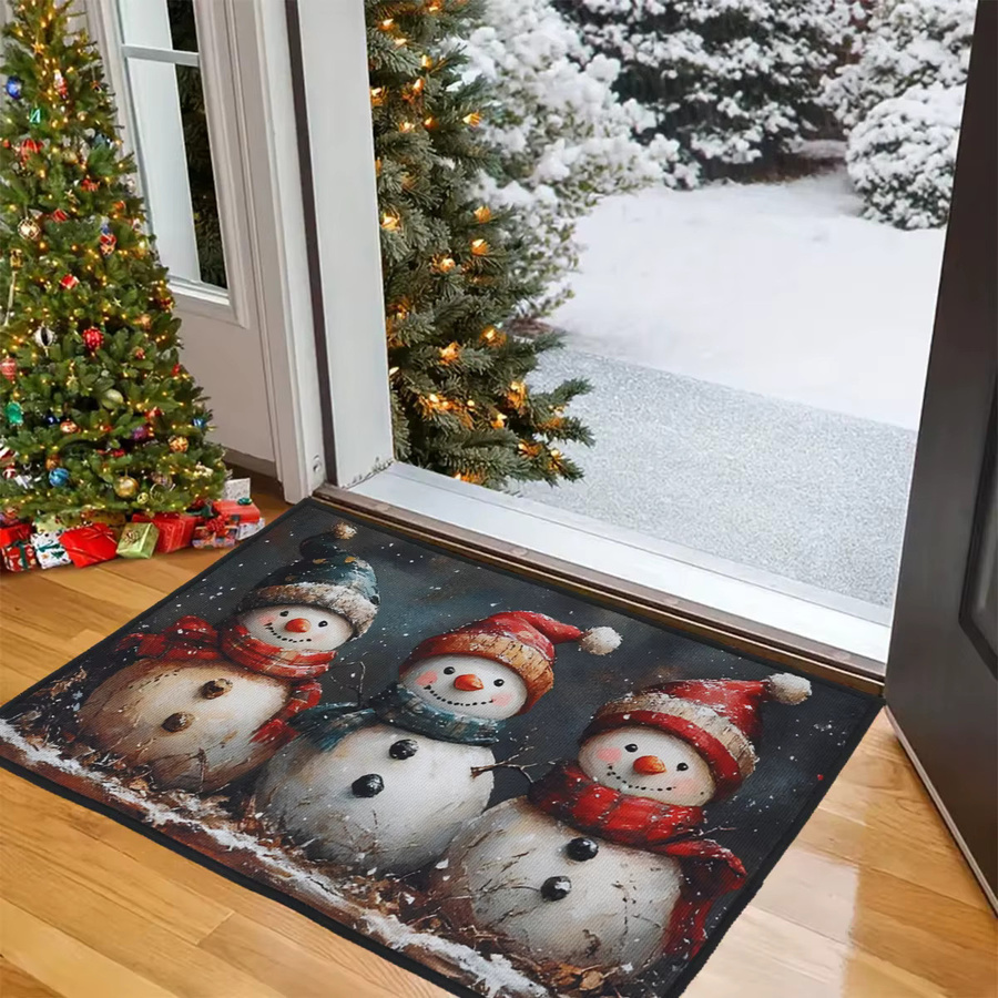PATIMATE Weihnachtliche Schneemann Fußmatte für Outdoor und Zuhause, Wetterfest, Mehrfarbig - Bild 6