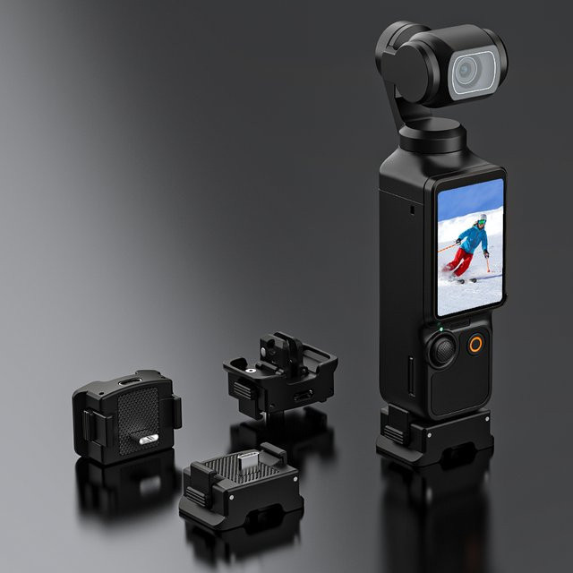 Flymile Schnellverschluss-Ladestation für DJI OSMO Pocket 3/4/4P Aufrechte Multifunktions-Halterung Desktop-Basis in Schwarz - Bild 1