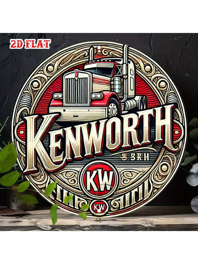 Potdemiel Vintage Kenworth Logo Rundes Metallschild aus Aluminium, Mehrfarbig, Durchmesser: 20 cm - Bild 6