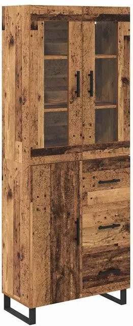 vidaXL Highboard 2-teilig aus Altholz und Glas in Braun mit Schubladen und Glastüren - Bild 1
