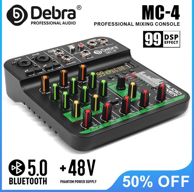 Debra MC4 Mischpult in Schwarz mit Bluetooth 5.0 und Mikrofon - Bild 1