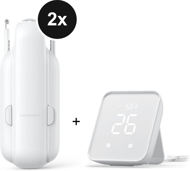 SwitchBot Curtain U-Rail V3 2er-Pack mit Hub 2 in Weiß - Bild 1