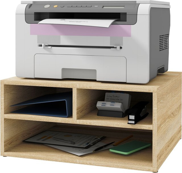 HOMCOM Büroorganisator in Holzoptik mit 3 Fächern für Drucker und Zubehör, B/T/H: 40 x 47 x 22,5 cm - Bild 1