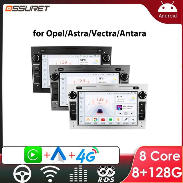 OSSURET Android Autoradio mit GPS und Carplay in Schwarz für Opel Astra H J2004 Vectra Vauxhall Antara Zafira Corsa C D Vivaro Meriva - Bild 1