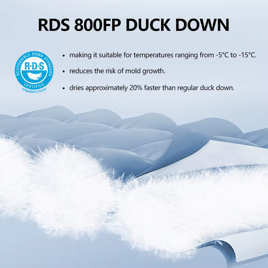 WIDESEA 800FP ultraleichter Camping-Schlafsack aus Entendaunen mit 500 g Füllung und 15D-Nylongewebe in Blau für Erwachsene (-8 °C) - Bild 2