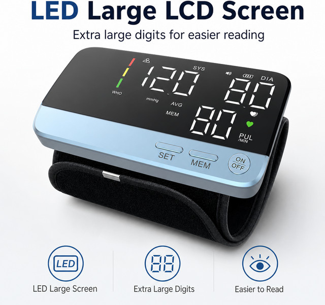 AiQUE All-in-One Oberarm-Blutdruckmessgerät mit LED-Anzeige, wiederaufladbar, Manschette 22-36 cm - Bild 1