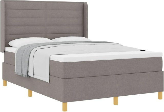 vidaXL Boxspringbett mit Matratze in Taupe, modernes Design mit Taschenfederkern, B/T: 140 x 200 cm - Bild 1