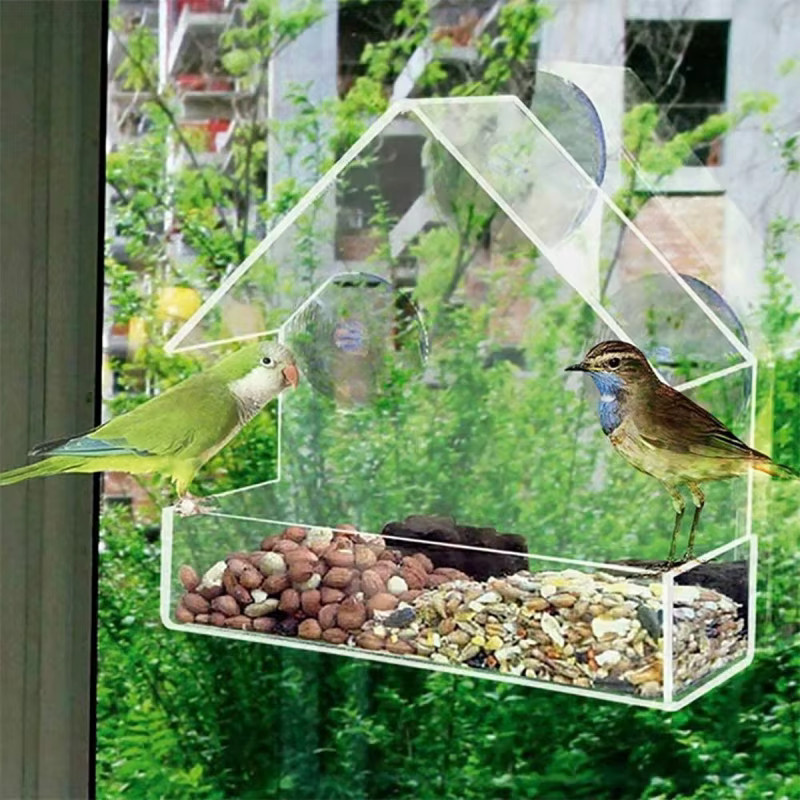 Vantnapf Acryl Vogelhäuschen mit transparentem Fenster für den Garten in Transparent - Bild 5