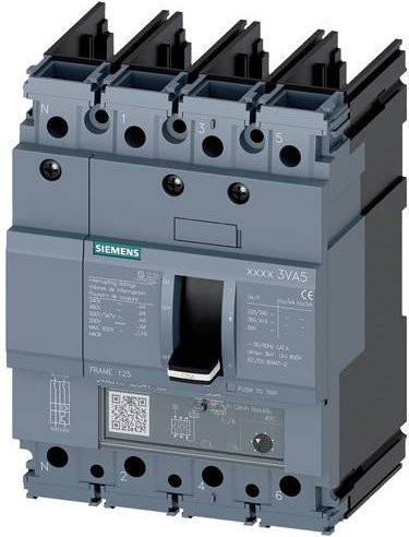 Siemens 3VA5110-5EF41-0AA0 Leistungsschalter in Grau mit einem Einstellbereich von 70 - 100A und einer Schaltspannung von max. 690 V/AC oder 600 V/DC - Bild 1