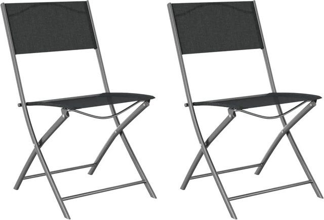 Set aus 2 klappbaren Gartenstühlen von vidaXL in Schwarz aus Stahl und Textilene - Bild 1