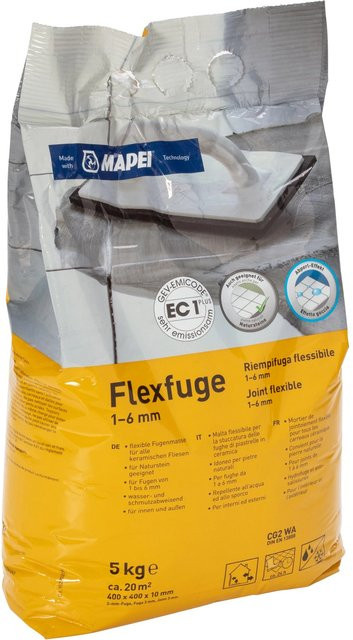 Mapei Flexfuge wasserfest in Weiß für 1 - 6 mm Fugenbreite, 5 kg - Bild 1