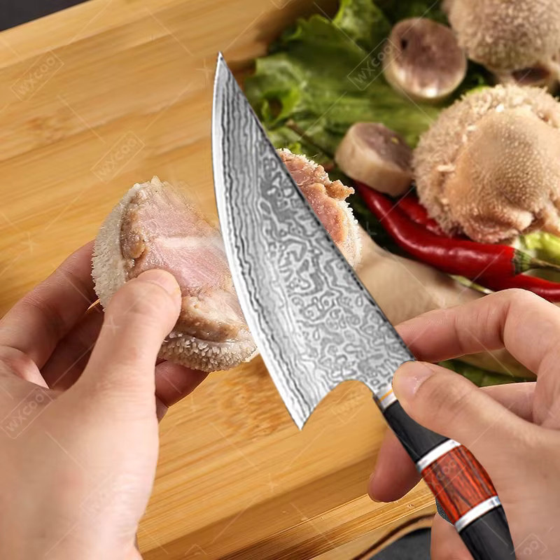 WXCOO Handgefertigtes Schmiedemesser aus Edelstahl mit Holzgriff und Schutzhülle als multifunktionales Ausbeinmesser zum Fleischschneiden - Bild 4