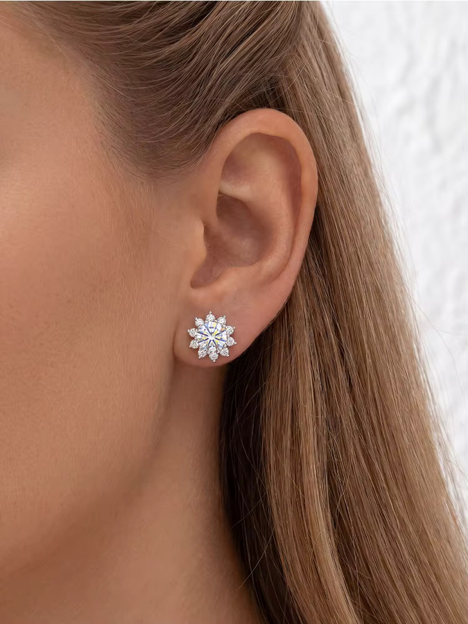 DiamondWorld Sonnenblumen-Ohrstecker, 925 Silber, Moissanit-Diamant, Damen - Bild 4
