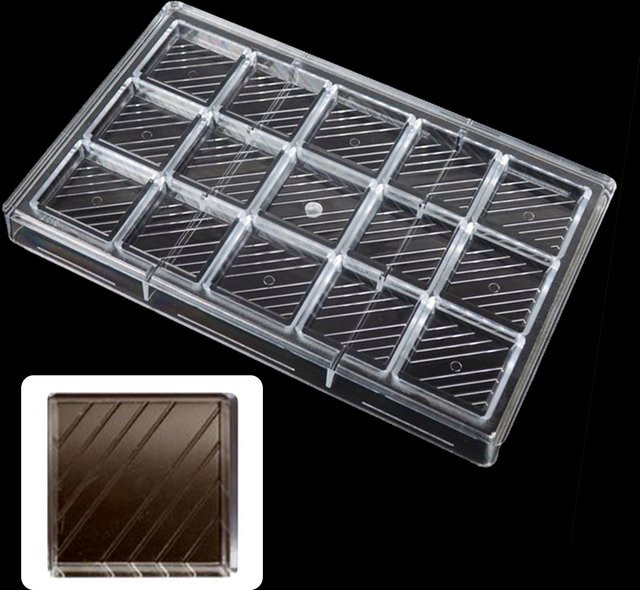 ALICAKE Schokoladenform aus Polycarbonat, quadratisch, transparent, B/T/H: 17,5 x 15,0 x 2,5 cm - Bild 1