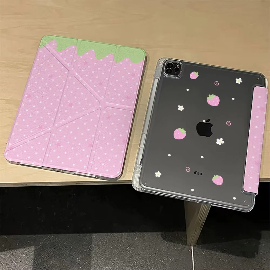 Samsung Galaxy Tab Schutzhülle Pink Polka Dots Strawberry Y2K Faltbar für Galaxy Tab S6/S7/S8/S9/S10 FE und Tab A8/A9/A11 Plus Lite - Bild 3