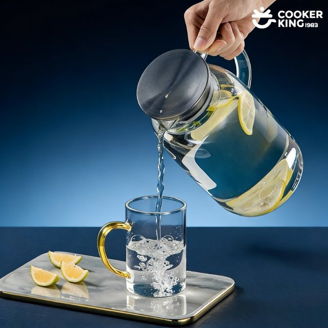 Cooker King Glas-Wasserflasche aus Borosilikatglas, transparent, 1,8 l oder 2,5 l - Bild 1
