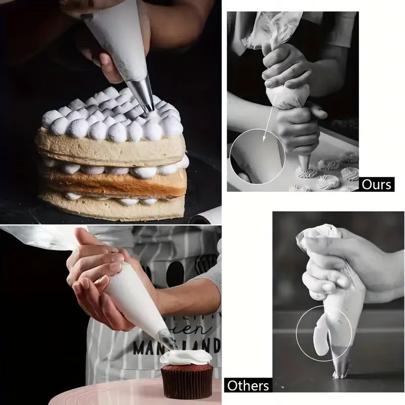 XMSJ Einweg-Spitzbeutel aus transparentem Kunststoff, 100 Stück, extra starke und auslaufsichere Spritzbeutel zum Backen und Dekorieren - Bild 3