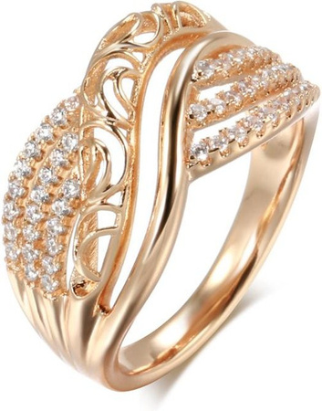 Ehering Rose Gold, Hohlblume, Natürlicher Zirkon, Damen
