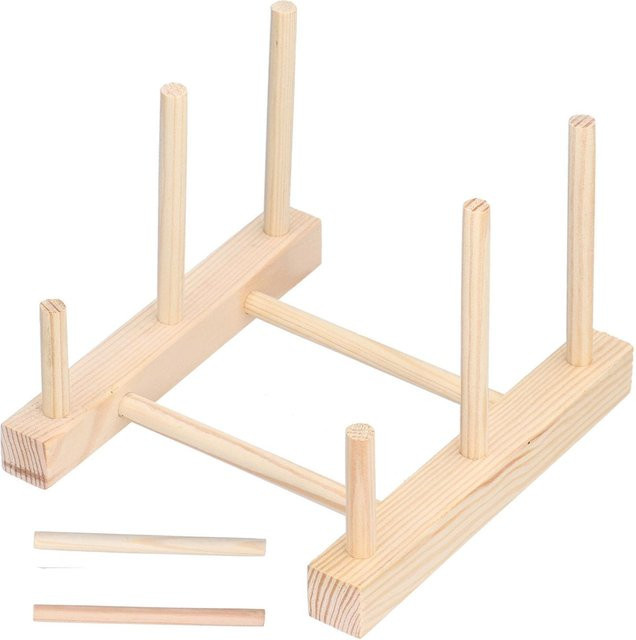 CosyHome Abtropfgestell aus Bambusholz in Beige für Teller, Schüsseln und Tassen - Bild 1