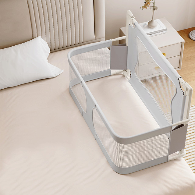 Baby-Beistellbett als Elternbett-Erweiterung in Grau mit Bettgitter, B/L: 120 x 50 cm - Bild 1
