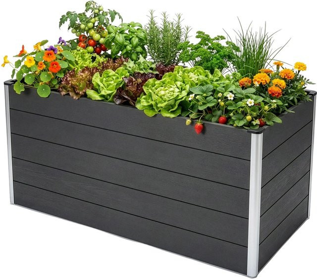 Floordirekt WPC Hochbeet Kasos mit offenem Boden und Alu-Eckprofilen in Anthrazit, B/T/H: 150 x 70 x 75 cm - Bild 1