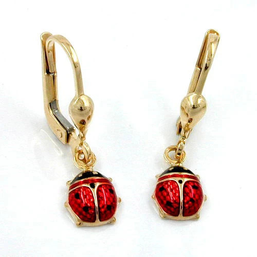 Ohrringe Brisur Marienkäfer, 375 Gold, Unisex, SIGO - Bild 1