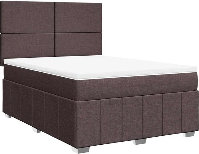 vidaXL Boxspringbett mit Matratze Dunkelbraun B/T/H: 160 x 200 x 140,5 cm mit USB-Anschluss und Unterbettbeleuchtung - Bild 1