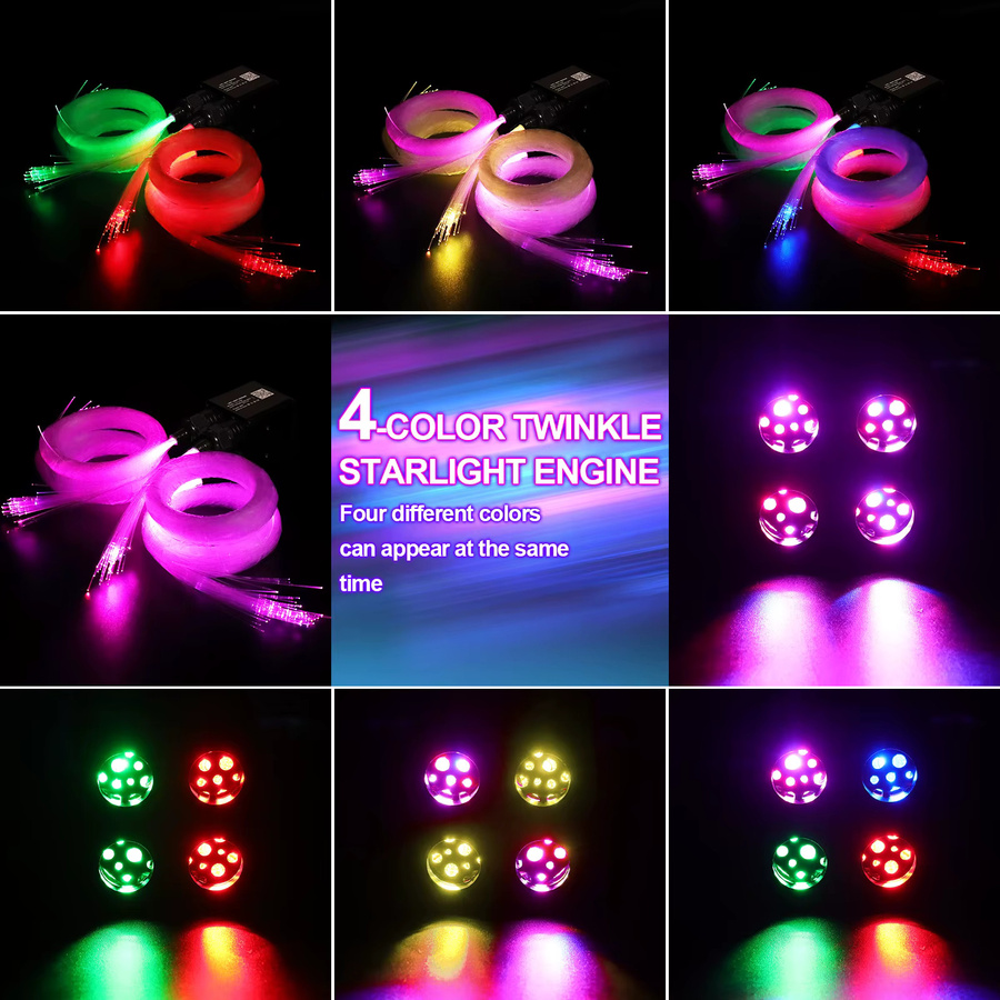 AMKI RGBW Meteor Glasfaser Sternenhimmel Set mit 850 Glasfasern, 36W, Multicolour, Schwarz, mit App- und RF-Fernbedienung für Auto und Zuhause - Bild 4
