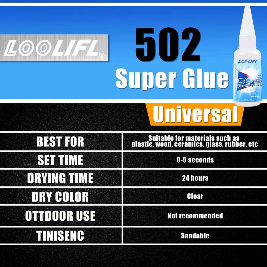 LOOLIFL Superkleber 502 Cyanacrylat-Kleber für Metall, Kunststoff, Keramik und Leder-PVC, 2,0 ml - Bild 4