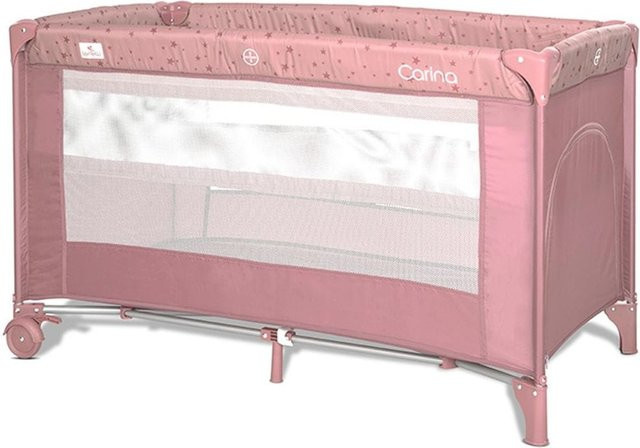 Lorelli Reisebett Carina in Pink mit 2 Ebenen, Matratze und Tragetasche, faltbar mit Rädern und Bremse - Bild 1
