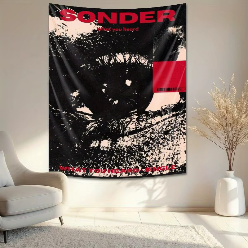 VIKAMA Wandteppich Dark Retro Eye in Rot und Schwarz als abstrakte Raumdekoration, B/H: 60 x 40 cm - Bild 4