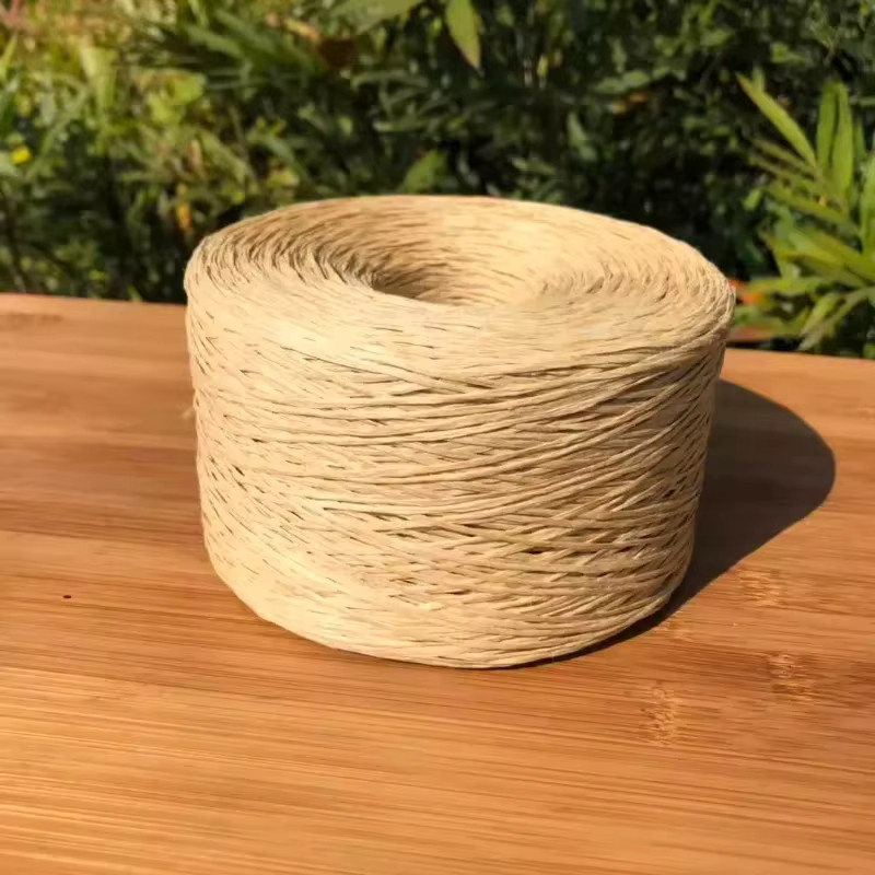 Natürliches Bastgarn aus Papier zum Stricken und Häkeln, 250 g Set, Beige und Pink - Bild 3
