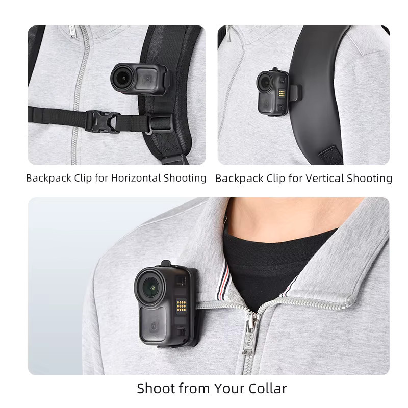 DJI OSMO NANO Magnetischer Rucksack-Clip-Halter mit 360 Grad Drehfunktion und Schutzhülle in Schwarz - Bild 2