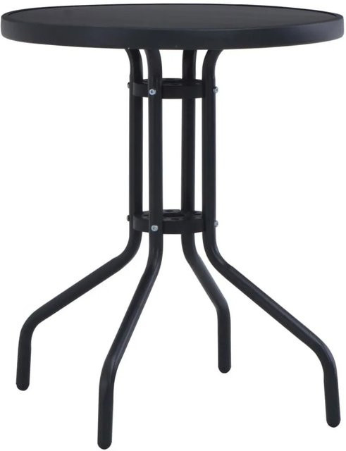 Furnicato Gartentisch rund aus Stahl und Glas in Schwarz, B/T/H: 80 x 80 x 72 cm - Bild 1