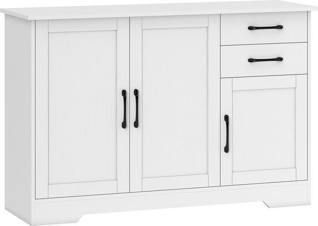 HOMCOM Sideboard Küchenschrank Weiß mit Soft-Close-Türen, 2 Schubladen und 3 Türen für Wohnzimmer, Esszimmer oder Küche - Bild 1