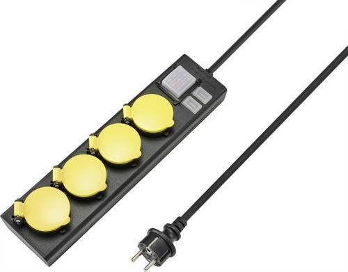 Sygonix Steckdosenleiste RF-4737806 mit Schalter und Schutzkontakt in Schwarz und Gelb - Bild 1