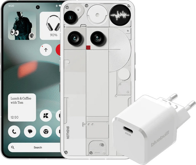Nothing Phone (3) 5G Smartphone 512GB Weiß mit BlueBuilt 45W USB-C Ladegerät - Bild 1